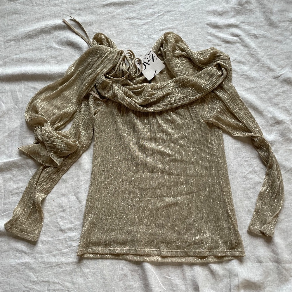 NWT Zac Posen - Metalic Gold Off-Shoulder Top - Sz